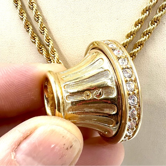 SWAROVSKI Crystal Kaleidoscope Pendant Necklace Swan Mark Vintage Gold Plated - Picture 12 of 12